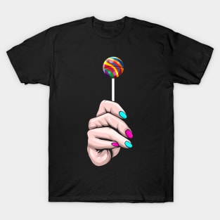 Hand holding a colorful Lollipop - Pride Month LGBTQ T-Shirt